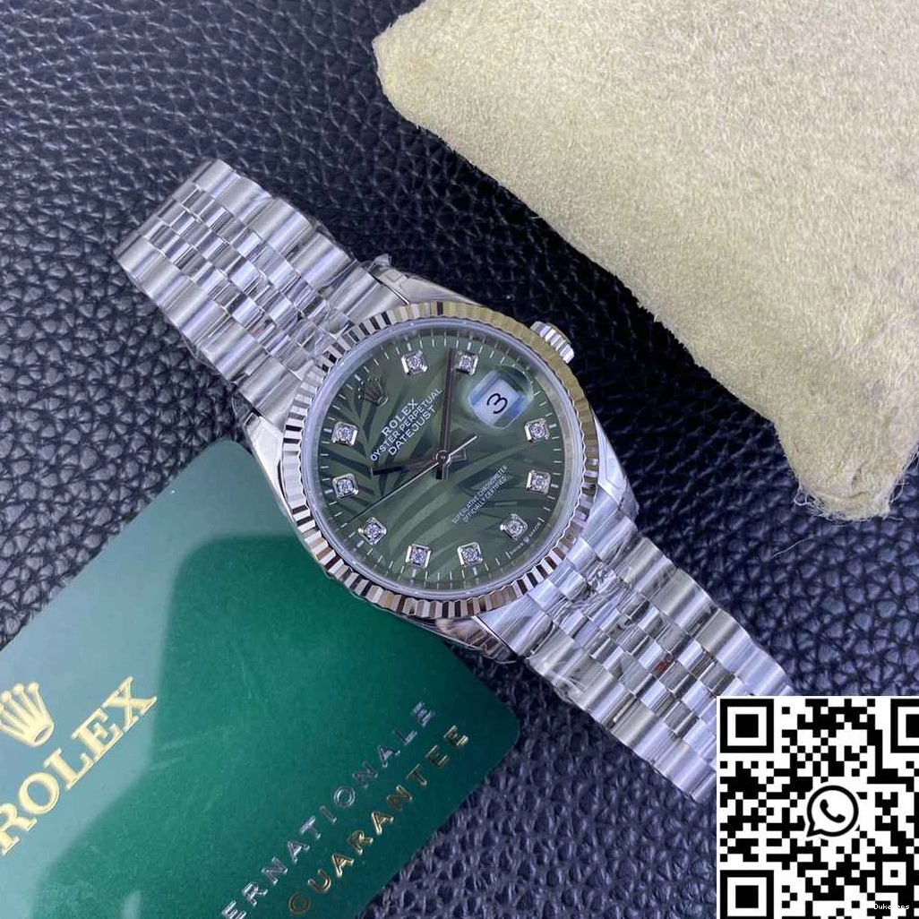 Dial Datejust Stainless Clean Rolex Steel Hourmarker Motif 36MM M126234 Green Factory Diamond 1209